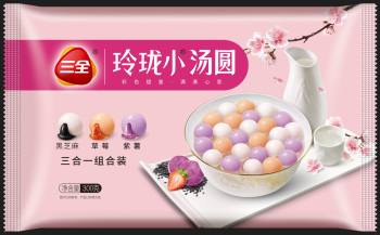 三全小小彩色汤圆草莓-芝麻-紫薯300g