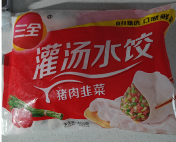三全猪肉韭菜灌汤水饺455g