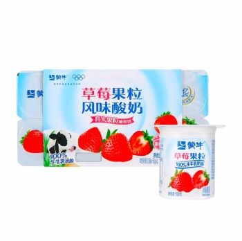 蒙牛单果粒风味酸牛奶(草莓味）100g*8