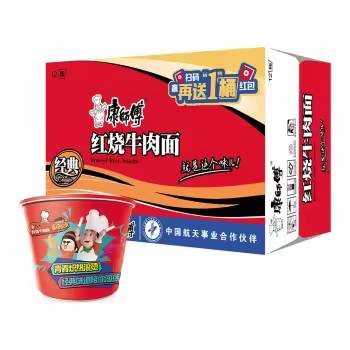 康师傅方便面经典红烧牛肉桶面12