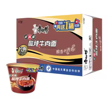 康师傅方便面经典老陈醋酸辣牛肉桶面12