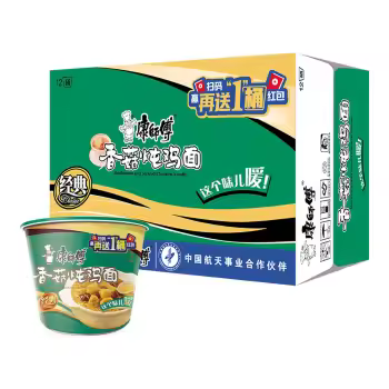 康师傅方便面经典香菇炖鸡桶面12