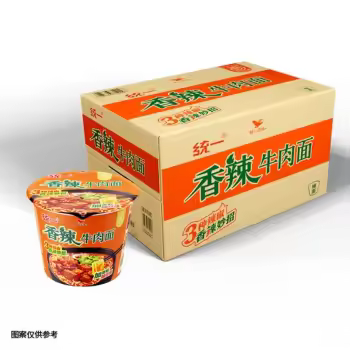 104g统一方便面香辣牛肉面桶装12