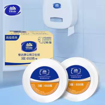 维达有芯大卷纸3层650克*12卷大盘纸商场酒店厕纸加厚整箱VS4650