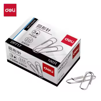 得力（deli）回形针 DP717 3#29mm 100枚/盒 10盒/组 银 1组