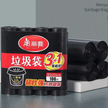  美丽雅 垃圾袋大号特惠装加厚型不易破漏结实清洁袋塑料袋四卷装45*55cm100只/袋