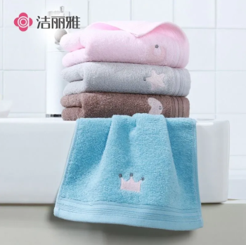 洁丽雅 儿童毛巾宝宝洗脸小毛巾纯棉(颜色随机） 1条50*25