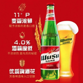 乌苏 夺命大乌苏新疆啤酒 4度 620ml/瓶（12）