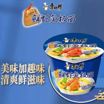 康师傅 鲜虾鱼板桶装方便泡面 101g/桶