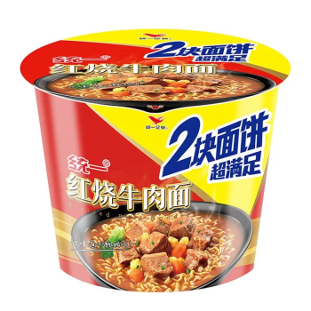 统一  (2块面饼)红烧牛肉面 方便面 泡面 138g/桶