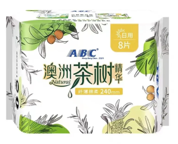 ABC纤薄茶树精华日用卫生巾超薄透气防漏干爽(N81)240mm8片装