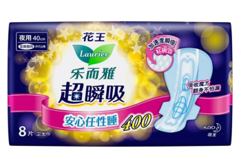 花王 乐而雅超瞬吸加厚棉网纤巧卫生巾 超长夜用姨妈巾400mm 8片/包