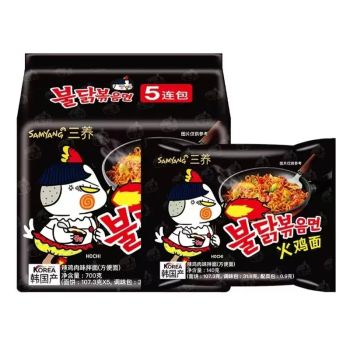 三养 五连包超辣鸡肉味火鸡面 方便面 泡面 140g*5袋/包