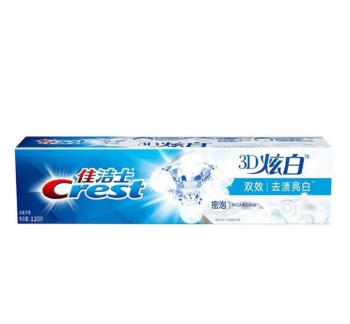佳洁士 双效3D炫白去渍清新口气护龈健齿含氟牙膏家庭实惠装 120g/支