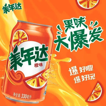 美年达 橙味汽水碳酸饮料 330ml/罐
