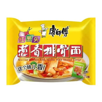 【临期商品-到期日2025/07/10-不退不换】康师傅 红葱头 葱香排骨面 方便面 泡面 104g/袋