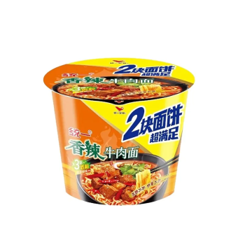 【临期商品-到期日2025/07/08-不退不换】统一 两块面饼大分量香辣牛肉面 140g/桶