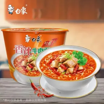 【临期商品-到期日2025/08/23-不退不换】白象香辣牛肉面106克*12