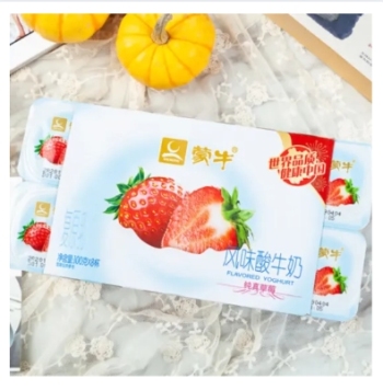 蒙牛风味酸牛奶普通草莓果粒圆周杯100g×8杯×12组