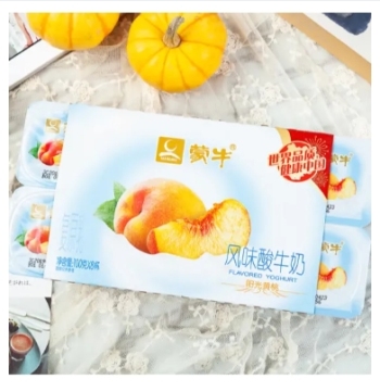 蒙牛风味酸牛奶普通黄桃果粒圆周杯100g×8杯×12组